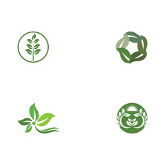 Set Green garden green leaf Logo Template
