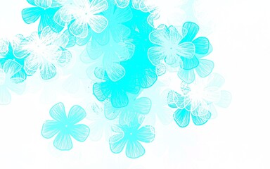 Fototapeta na wymiar Light BLUE vector doodle pattern with flowers