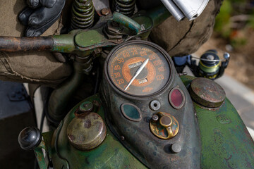 Photo old clock on machinery.