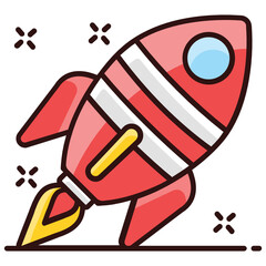
A icon design of rocket, icon of spacecraft in trendy flat style 
