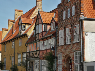 Obraz premium Typical brickwork houses in the ancient town of Luebeck