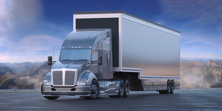 3D Rendering Of A Brand-less Generic Truck