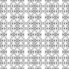 seamless monochrome decorative pattern. original intertwined ornament. black outline drawing on a white background. scrawl. coloring book, cover, template.