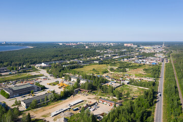 Fototapeta na wymiar Aerial view on construction warehouse