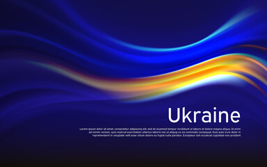Ukraine flag background. Blurred pattern of light lines in the colors of the Ukrainian flag, business booklet. State banner, ukrainian poster, patriotic cover, flyer. Vector tricolor design