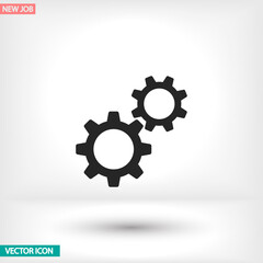 Gears vector icon , lorem ipsum Flat design