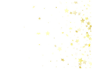 Magic gold sparkle texture vector star background. Decorative gold falling magic stars on white background sparkle pattern graphic design. New Year starburst flying pattern.