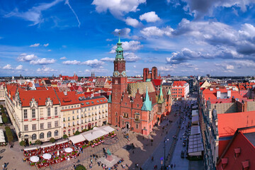 Beautiful panorama of the Old Town Market Square in Wrocław, Poland