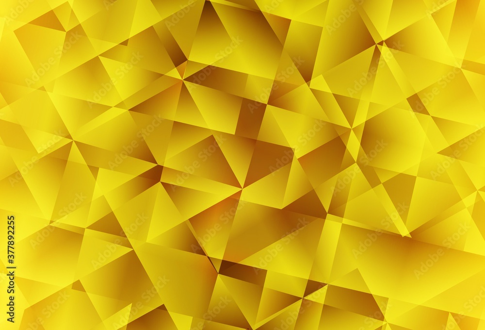 Poster dark yellow vector gradient triangles pattern.
