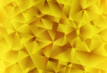 Dark Yellow vector gradient triangles pattern.