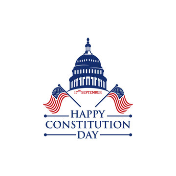 American Constitution Day Badge Vector Logo Icon Isolated On White Background