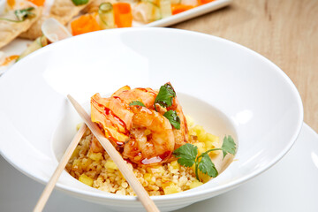 rice with shrimps and pineapple