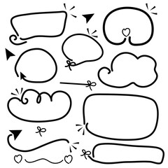 hand drawn line frame border set collection