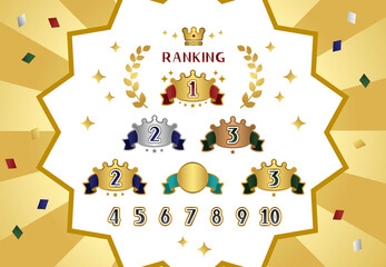 simple pop icons set of ranking top3 / gold, silver, bronze
