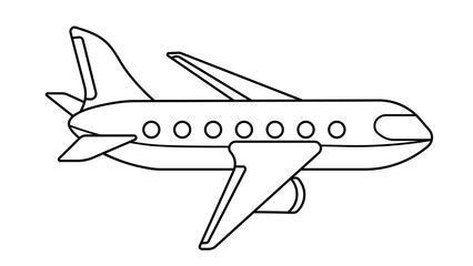 Coloring page outline of cartoon passenger airplane. Vector image on white background. Coloring book of transport for kids.