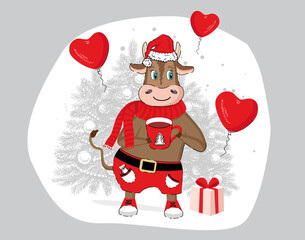 Year of the bull 2021. New year illustration. Vector.