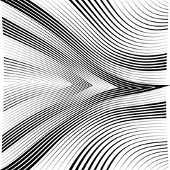 Abstract warped Diagonal Striped Background . Vector curved twisted slanting, waved lines texture