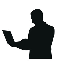 Silhouette of Man With Laptop