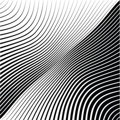 Abstract warped Diagonal Striped Background . Vector curved twisted slanting, waved lines texture