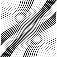 Abstract warped Diagonal Striped Background . Vector curved twisted slanting, waved lines texture