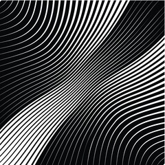 Abstract warped Diagonal Striped Background . Vector curved twisted slanting, waved lines texture