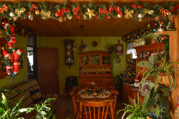 living room decorated in Christmas