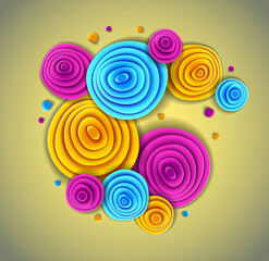Flowers beautiful design, vector illustration in paper cut style. Wedding invitation or romantic greeting card.