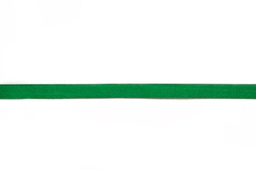 Green ribbon on white background with clipping path.