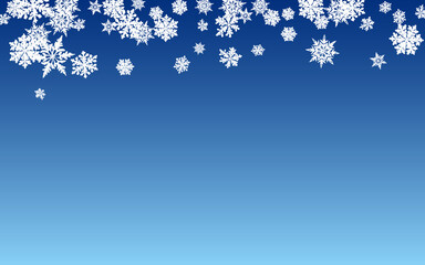 Gray Snowflake Panoramic Vector Blue Background. 