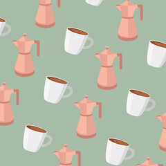 coffee pots and mugs background vector design