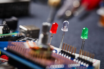 electronic board and tools repairs on black background