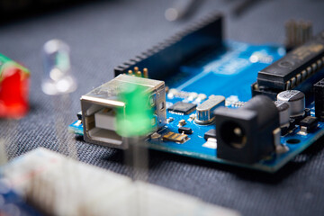 electronic board and tools repairs on black background