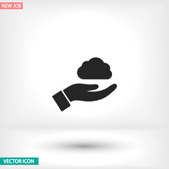 Cloud in a hand vector icon , lorem ipsum Flat design