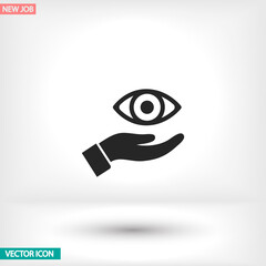 Obraz premium the eye icon in the hand icon , lorem ipsum Flat design