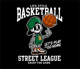 Basketbatball bone graphic T shirt cartoon character