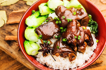 A bowl of fresh trotters rice
