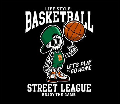 Basketbatball bone graphic T shirt cartoon character