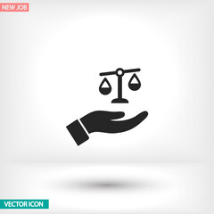 scales in his hand icon , lorem ipsum Flat design