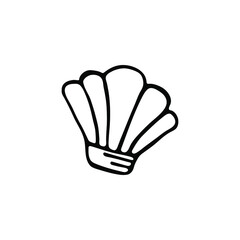 Seashell icon hand drawn on a white background. Vector illustration.