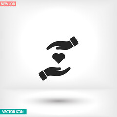 heart in hand icon , lorem ipsum Flat design
