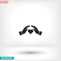 heart in hand icon , lorem ipsum Flat design
