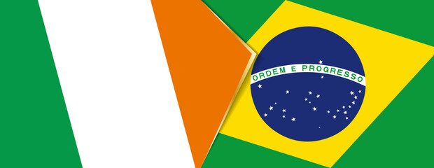 Ireland and Brazil flags, two vector flags.