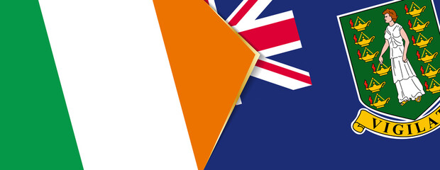 Ireland and British Virgin Islands flags, two vector flags.