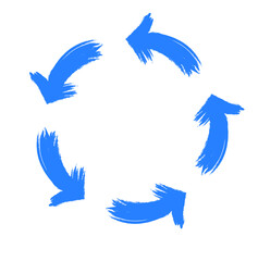 Grunge circular arrows brush stroke vector