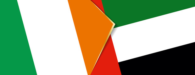 Ireland and United Arab Emirates flags, two vector flags.