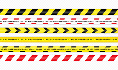 Police yellow stripes icon set. Police ribbon variation. Danger tape. Vector on isolated white background. EPS 10