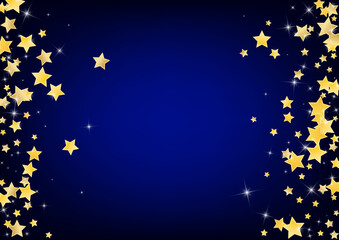 Golden Abstract Stars Vector Blue Background. 