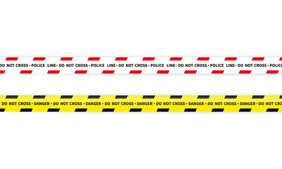 Police tape icon. Police barrier. Warning signs. Vector on isolated white background. EPS 10