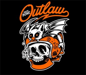 Outlaw Biker Bone T shirt graphic