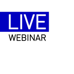 Live webinar flat shape icon. Flat shape design element with play button for online broadcasting or online stream webcast isolated on white background. Webinar Live streaming icon for web Social media